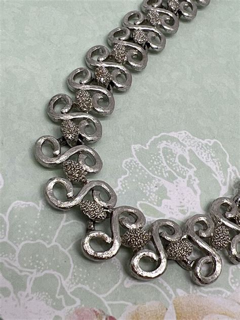 Vintage Signed Monet Silver Tone Letter S Necklace 15 Gem