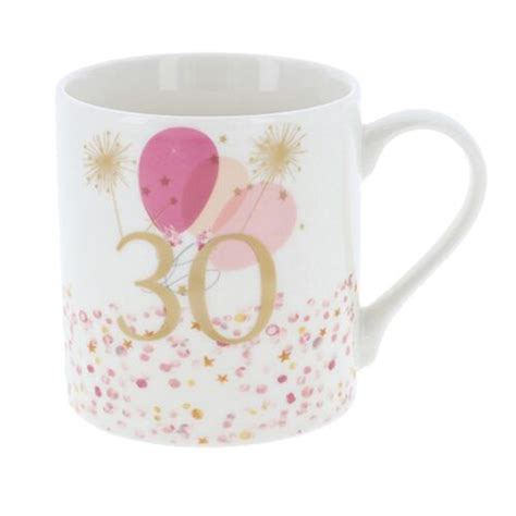 30th Birthday Mug Pink And Gold Balloon Image Ebay