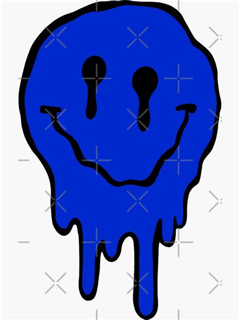 Dark Blue Drippy Smiley Sticker For Sale By Lizzye Redbubble