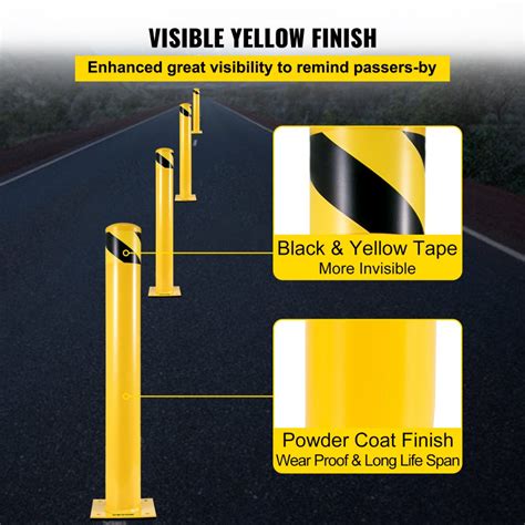 Vevor Safety Bollard 122cm Height Bollard Post 14cm Diameter Steel
