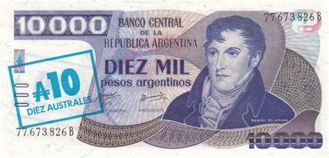 Banknote Argentina 10000 Pesos Argentinos M Belgrano Creation Of