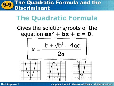 Ppt The Quadratic Formula Gives The Solutions Roots Of The Equation