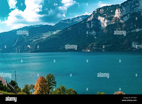 A view of Lake Walensee in Switzerland Stock Photo - Alamy