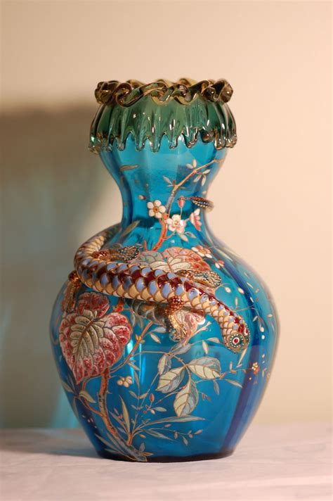 Bohemian Glass Moser Bohemian Glass Applied Salamander Vase C 1885 From Moser Glass