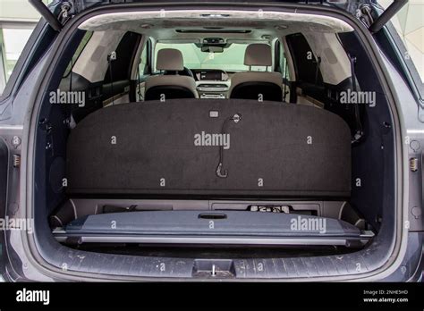 View Of The Rear Storage Area In A SUV Car Clean Open Empty Trunk