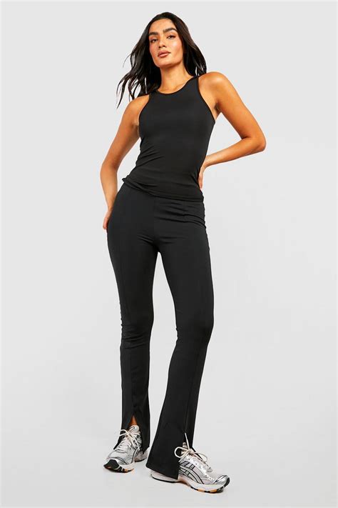 Flared Split Hem Workout Legging Boohoo Usa