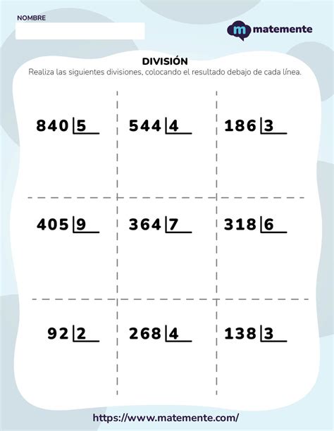 Ejercicios De Divisiones Para Cuarto Grado Imprimir