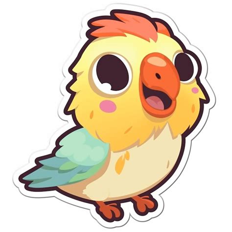 Pájaro de dibujos animados con pico naranja y ojos azules y pico