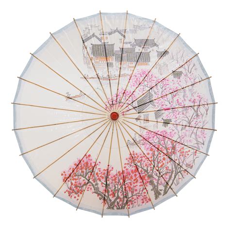 Rainproof Handmade Chinese Oiled Paper Umbrella Parasol 33 Village Scenery