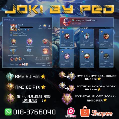 Joki Mlbbmlbb Boosting Serviceboosting Ml Rankjoki Mlboost Mlbb By Jokibyped Shopee Malaysia