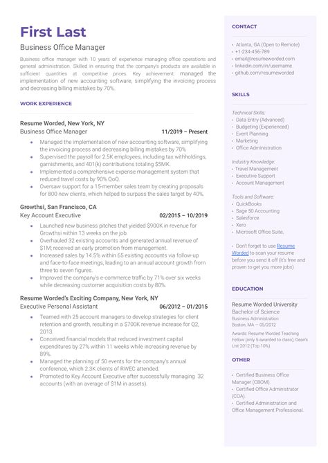 Office Manager Resume Examples For Resume Worded