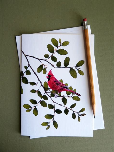 Cork Elm Tree Leaves Red Cardinal Pressed Leaves Card Card - Etsy