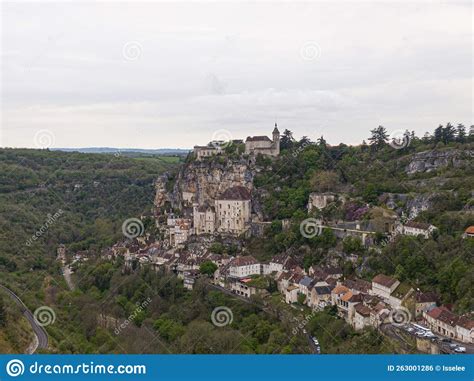 Aerial View of Beautiful Village Rocamadour in Lot Department ...