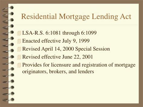 Ppt Residential Mortgage Lending Act Powerpoint Presentation Free