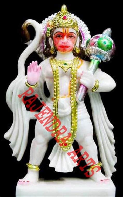 Rajendra Art S White Marble Standing Veer Hanuman Statue For Worship