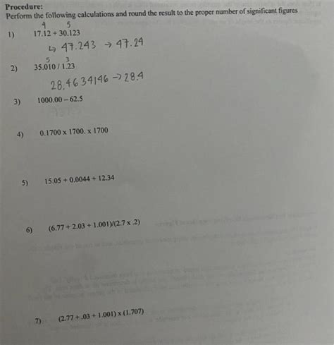 Solved Procedure Perform The Following Calculations And Chegg