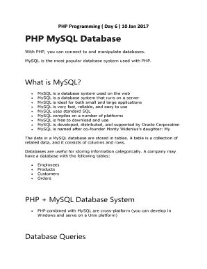 Fillable Online PHP MySQL Database Fax Email Print PdfFiller