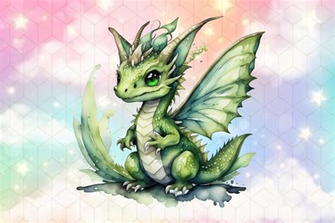 Cute Green Dragon Clipart Graphic by Creative Art · Creative Fabrica