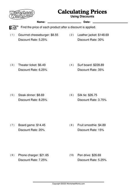 Worksheet Works Calculating Prices V Find The Price Of Each Product