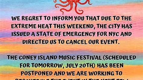 Coney Island Music Festival Also Canceled Due To Heatwave