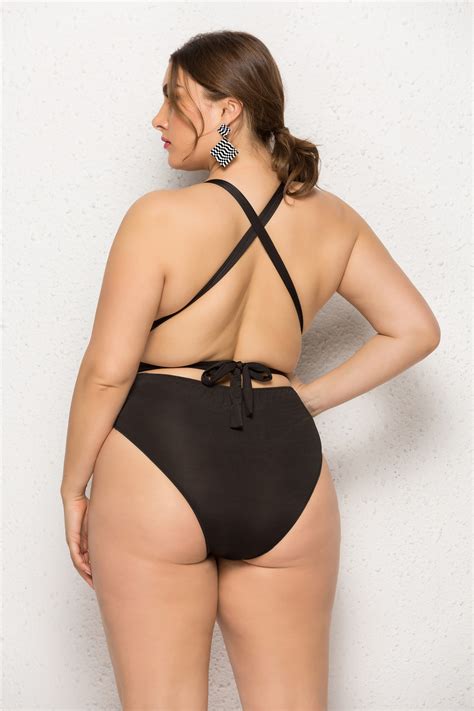 High Quality Plus Size Swimwear Sexy Deep V Backless Bikini Women One Piece Swimsuit Buy