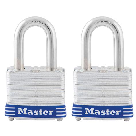 Master Lock 2 Pack Laminated Steel Body Silver With Blue Bumper