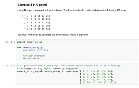 Solved Exercise 1 1 0 Point Using Numpy Complete The