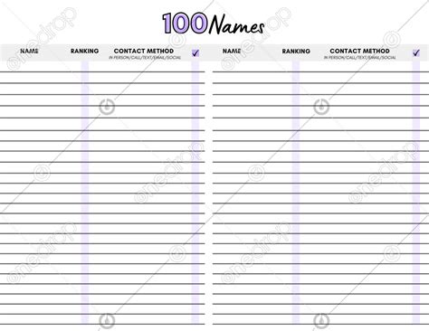100 Names List by Pixel Perfect
