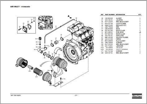 Atlas Copco Portable Compressors QAX 30 Dd Engine F3M2011F Spare Parts