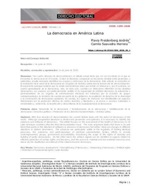 Pdf La Democracia En América Latina Flavia Freidenberg