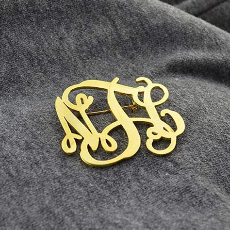 Personalized Custom Monogram Brooch Pins Customized Made With Any