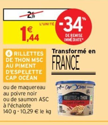 Promo Rillettes de thon msc au piment d espelette cao océan chez