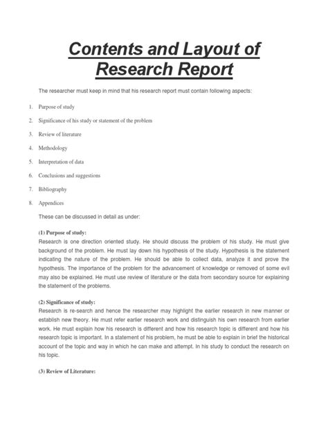 Contents And Layout Of Research Report Data Epistemology