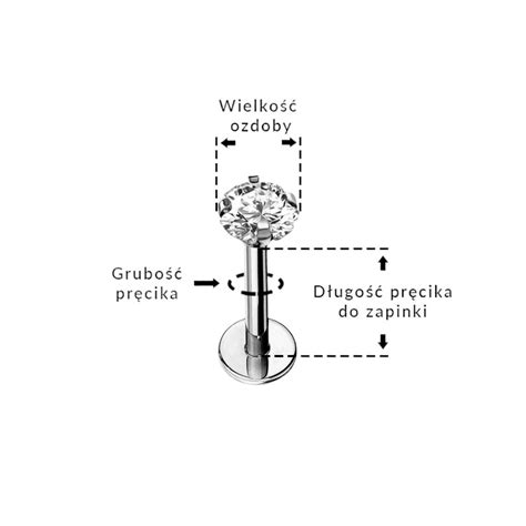 Piercing Kolczyk Tytanowy Labret Z Cyrkoni Bizu Moda