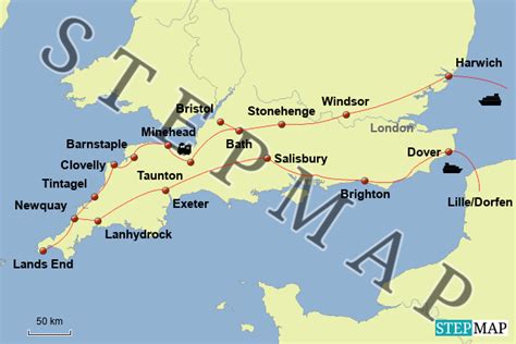 StepMap Südengland 2022 Landkarte für Deutschland