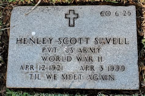 Henley Scott Savell Sr 1921 1999 Find A Grave Memorial