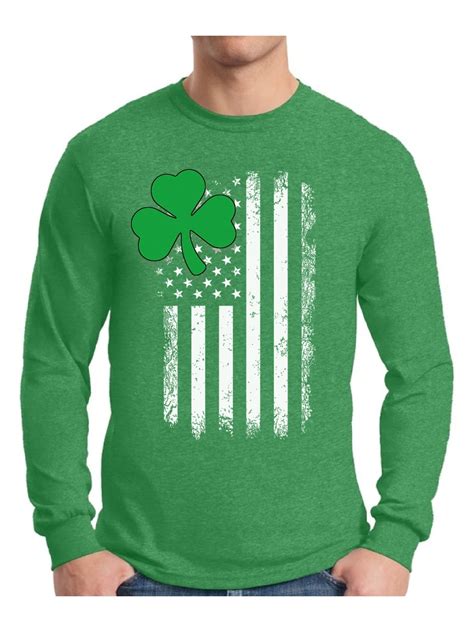 Awkward Styles St Patrick S Shirt Men S Clover Leaf Flag Long Sleeve T