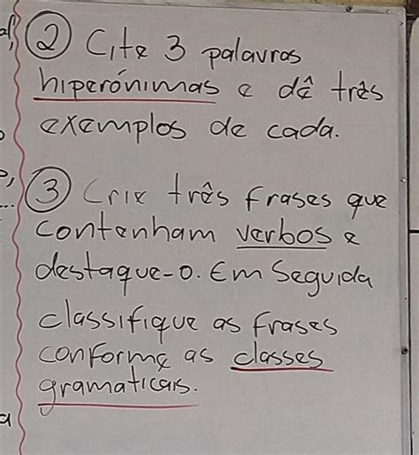 2 Cite 3 palavras Hiperonímia e dê três exemplos de cada 3 Cite três