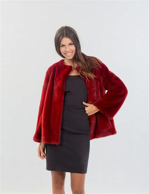 Nafa Mink Male Red Fur Jacket. 100% Real Fur Coats and Accessories.