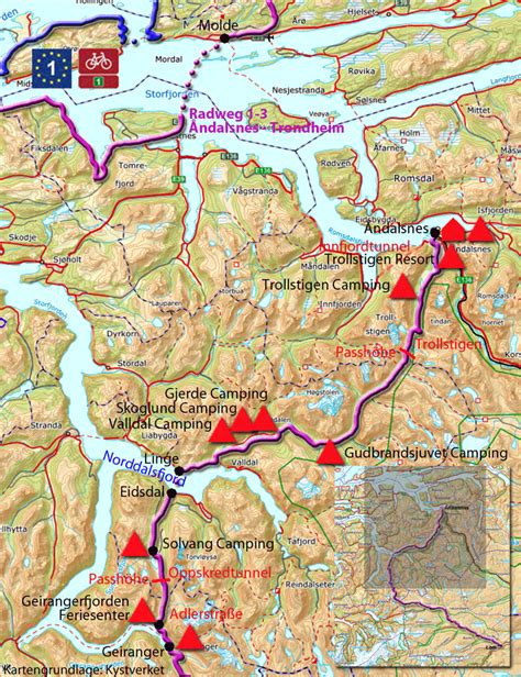 Radtour durch Norwegen Abschnitt vom Geirangerfjord nach Åndalsnes