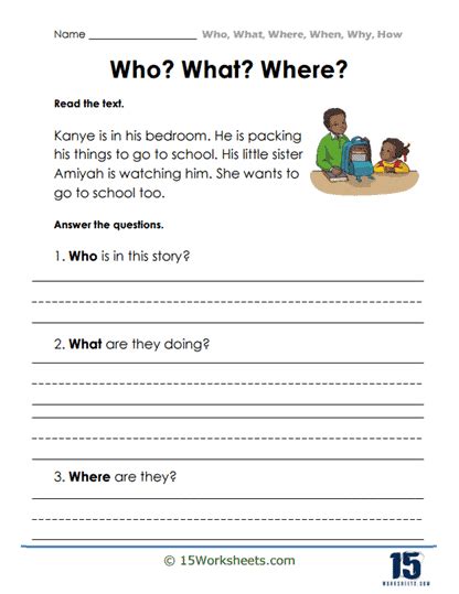 Who, What, Where, When, Why, How Worksheets - 15 Worksheets.com