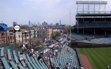 Chicago skyline from Wrigley Field bleachers