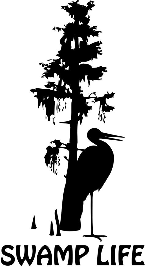 Southern Cypress Tree And Egret Decal Etsy