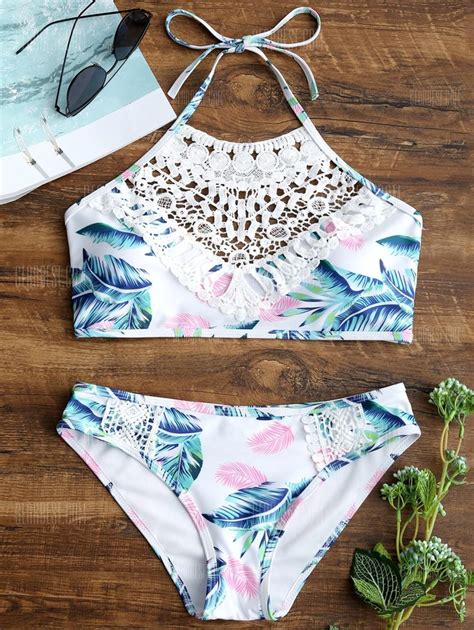 Lace Leaves Print Bikini Set Free Shipping Bathing Suits For Teens Summer Bathing Suits Cute