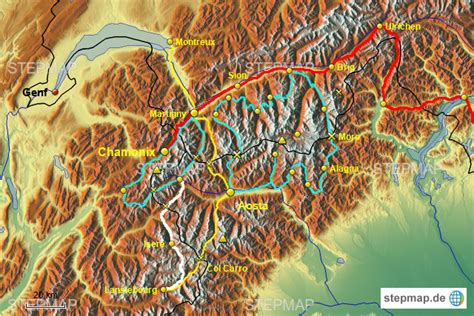 StepMap Wallis Mt Blanc Landkarte für Europa