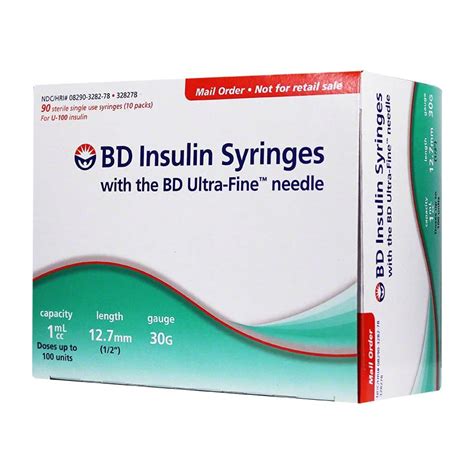 Bd Ultra Fine Insulin Syringes 30g 1cc 127mm 12 90bx Diabetic