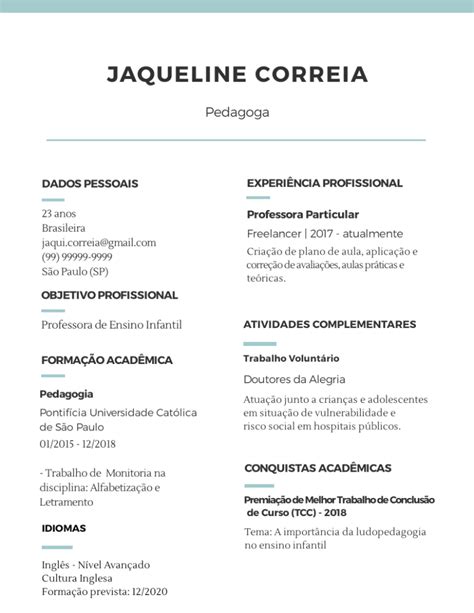 Modelo De Curriculo Professor Alexandre Curriculum Vitae Curr Culo My