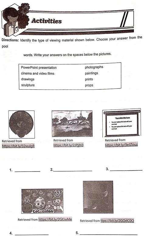 ActivitiesDirection Identify The Type Of Viewing Material Shown Below