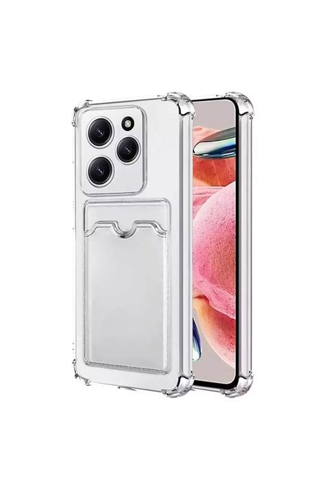 CaseWorld İnfinix Hot 40 Pro Kapak Kamera Korumalı Kartlıklı Darbe Emici Özellikli Şeffaf