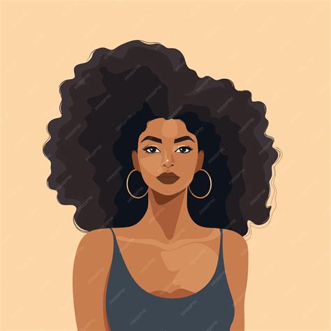 Premium Vector Black Woman Portrait Vector Illustration